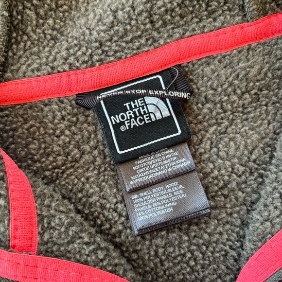 The North Face Gray-Green Fleece Ribbed Hooded Full Zip Jacket Size Medium - Picture 5 of 9